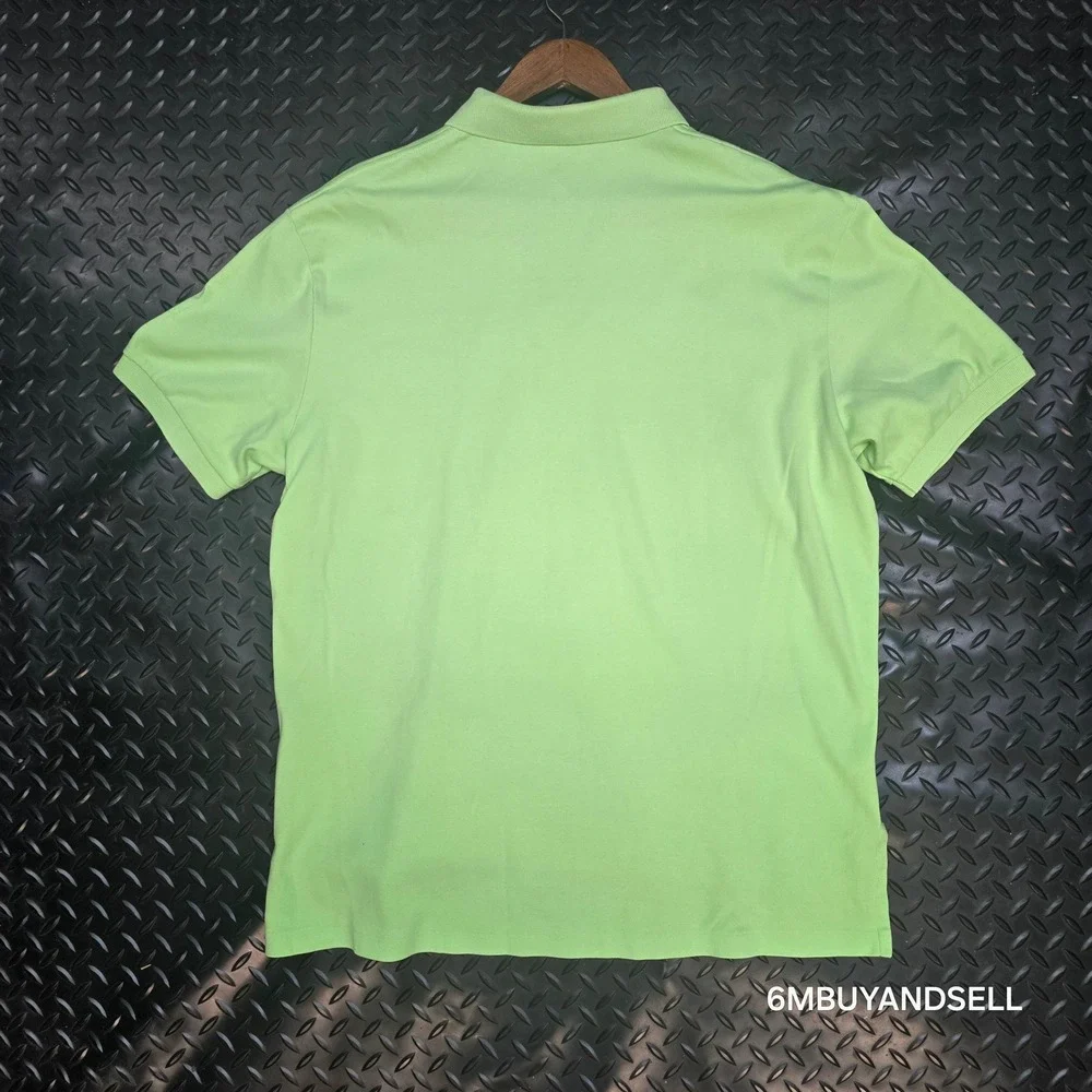 Polo Ralph Lauren Mens Large Lime Green Short Sleeve Pique Cotton Polo Shirt